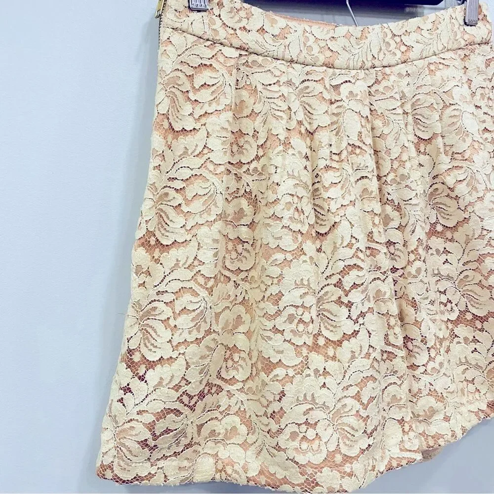 ANTHROPOLOGIE 6 Ivory Lace Pleated High Waisted Shorts Culotte Ballet Fairycore - Picture 8 of 16